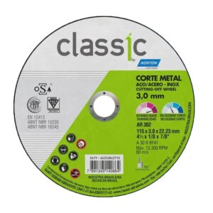 DISCO DE CORTE CLASSIC AR302 115X3,0X22,23MM NORTON