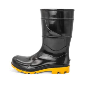BOTA DE PVC PRETA SOLADO AMARELO