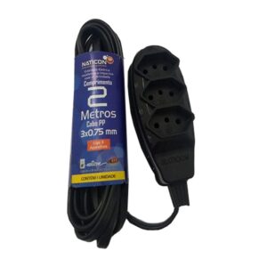 EXTENSAO NATICON TRIPLA 2P+T PP 3X0,75MM 2M