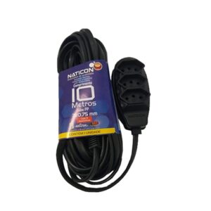EXTENSAO NATICON TRIPLA 2P+T PP 3X0,75MM 10M