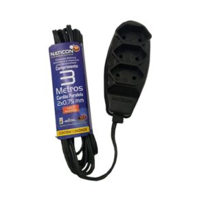 EXTENSAO NATICON TRIPLA PARALELA 2X0,75MM 3M