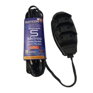 EXTENSAO NATICON TRIPLA PARALELA 2X0,75MM 5M
